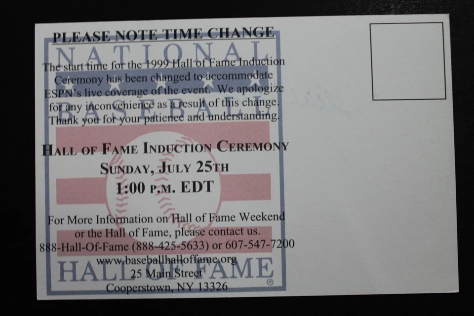 Bob Feller (d.2010) Cleveland Indians Autographed HOF Induction Postcard JSA - Image 2 of 4