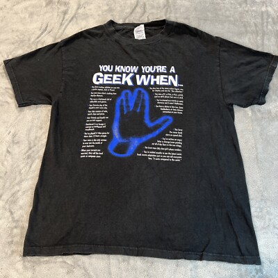 Geek T-Shirt Mens Size M You Know You're A Geek When Parody Funny Black