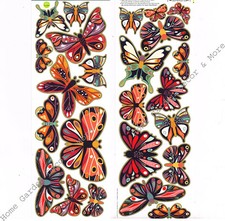 24 BUTTERFLIES Wall Art Decals Appliques Stickers Peel  Stick Removable USA