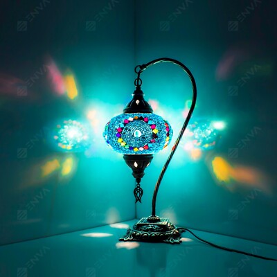 Turkish Moroccan Style Mosaic Table Bedside Tiffany Desk Lamp Light Large  Globe UK