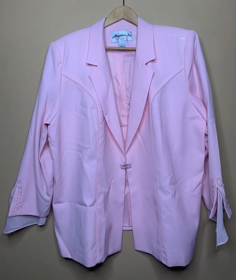 Chaqueta Blazer Angelina Joy Para Mujer Talla 26W Pecho Único Rosa Manga Larga Foto 2 de 4