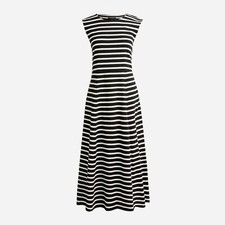Nwt J.Crew Cap Sleeve Knit Midi Dress in Stripe Deep Navy White Side Zip Size L