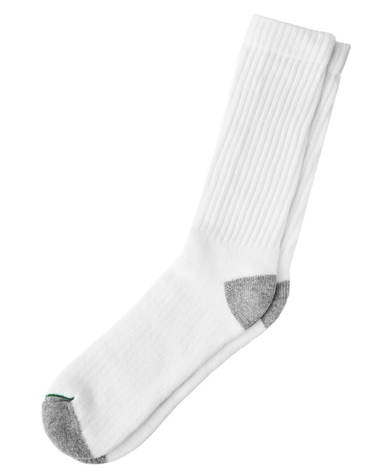 6 Pair Member's Mark White 79 Cotton Crew Socks Reinforced Toe Mens Sz