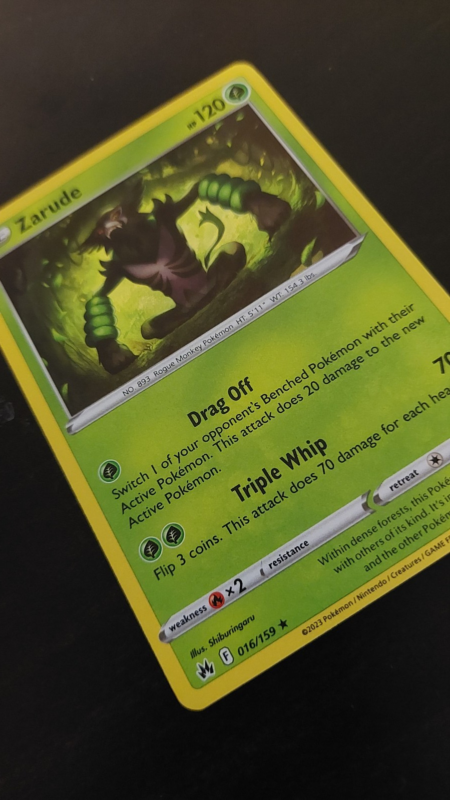 Zarude 16/159 Pokemon card