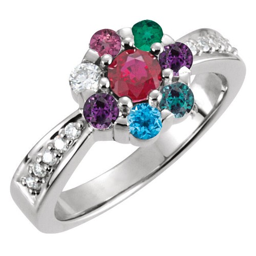 Cluster Ring 8 Birthstones Sterling 