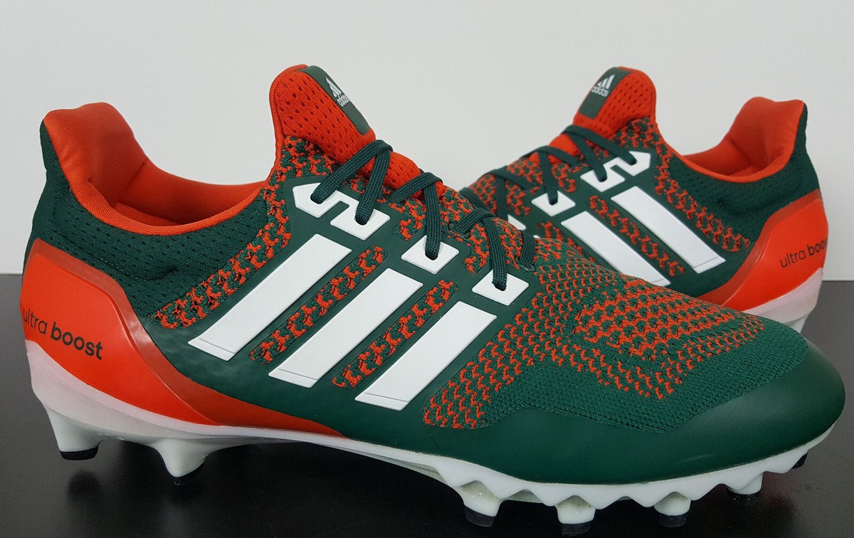 ADIDAS ULTRA BOOST MIAMI HURRICANES PE FOOTBALL CLEATS GREEN ADIDAS ULTRA BOOST MIAMI HURRICANES PE FOOTBALL CLEATS GREEN