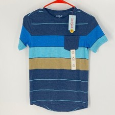 Cat  Jack Boys Striped Crewneck Pocket T-Shirt Size M