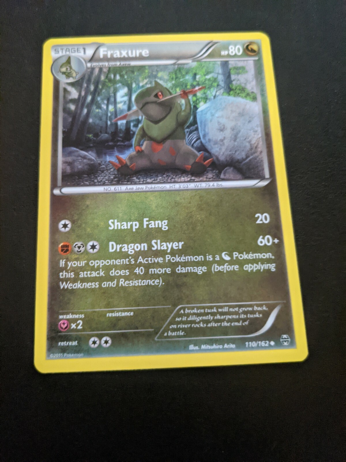 Pokemon Trading Card Stage 1 Fraxure 110/162  2015 XY Breakthrough
