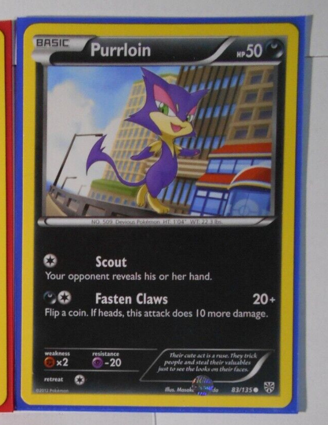 Purrloin 83/135 Pokemon card BW Plasma Storm common NM