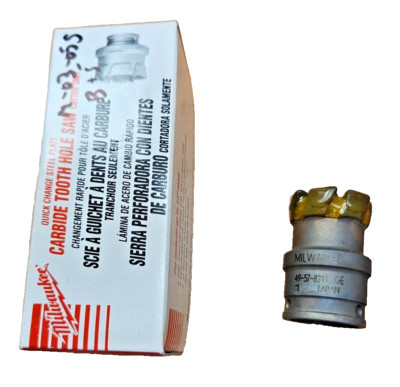 49-57-8211 Milwaukee 1'' Carbide Tooth Hole Saw Quick Change Cutter 1/2'' Depth