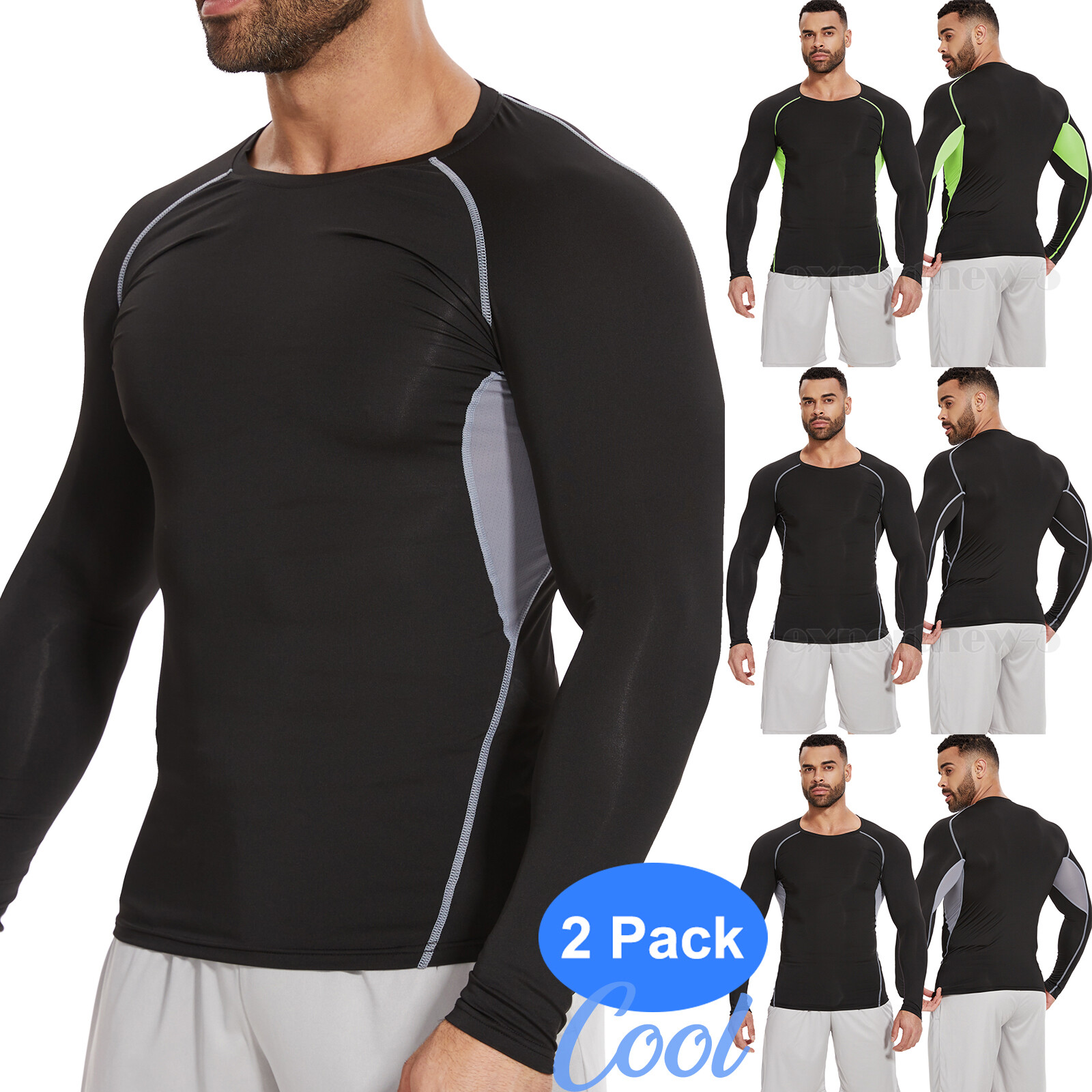 Men's Long Sleeve Compression Shirt UPF 50+ UV Sun Protection Athletic T-Shirts
