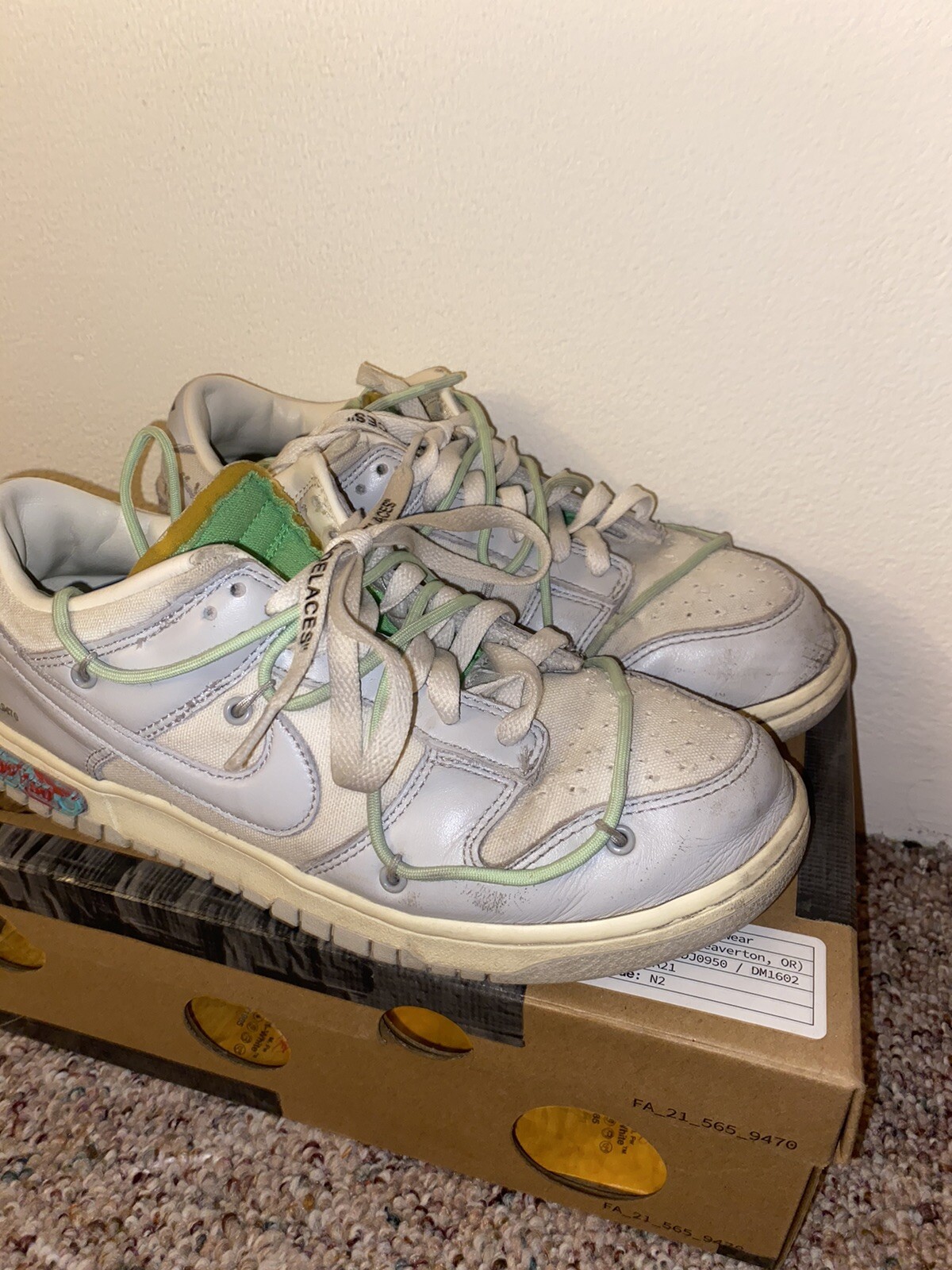 OFF WHITE X NIKE Taglia 9 Nike Dunk Low x Off White lotto 07 di 50 2021 SPEDIZIONE LO STESSO GIORNO Con scatola