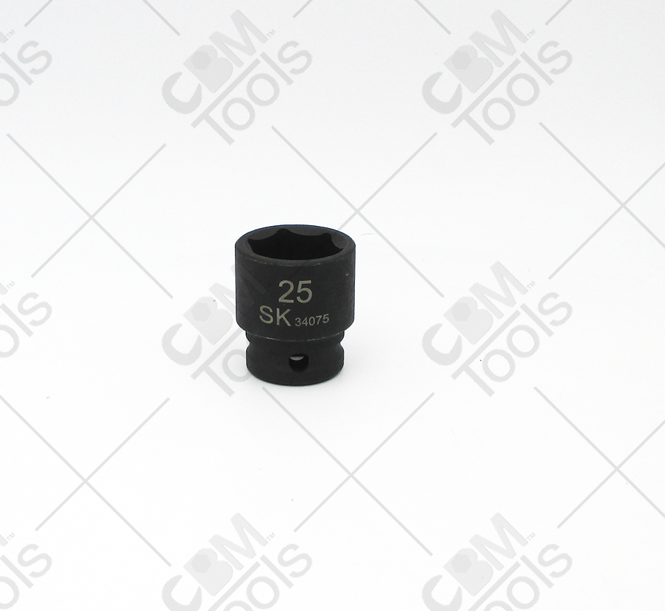 SK Hand Tools 34075 1/2" Dr. 25mm 6pt Standard Metric Impact Socket
