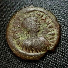 RARE JUSTIN 1ST LARGE BRONZE AE FOLLIS - MINTMARK NICOMEDIA (32mm) 518-527 A.D.
