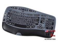 Keyboard Cover for Logitech K350 MK550 MK570 Keyboard Cover Black-Large Print