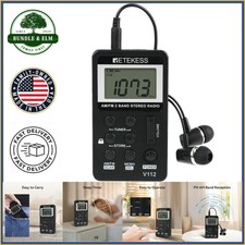 Compact AM FM Pocket Radio with LCD Display and Rechargeable Battery