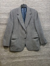 Vintage Hart Schaffner Marx Blazer Mens 44 Gray Wool Check Tweed Sport Coat USA