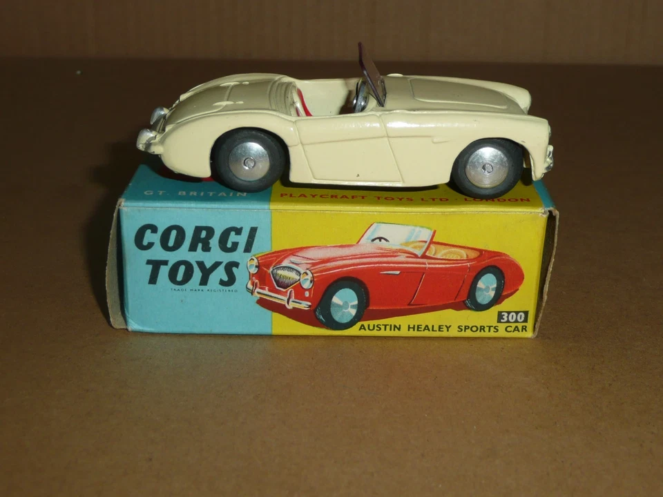 Corgi Toys. No. 300 Austin Healey Sports Car. Boxed. + Model Club Lapel Badge. - Image 4 of 4