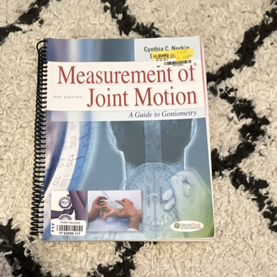 Measurement of Joint Motion 4th Edition Cynthia C. Norkin F.A. Davis Spiral