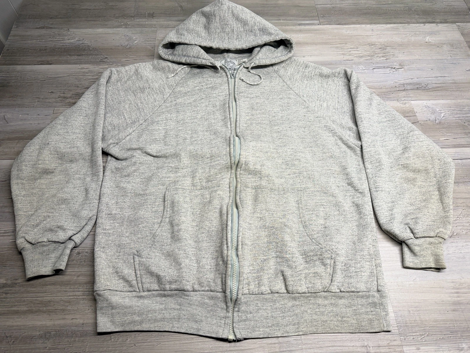 Vintage Blank Gray Thermal Lined Zip Up Hoodie Size XL Tall Lake N' Trail