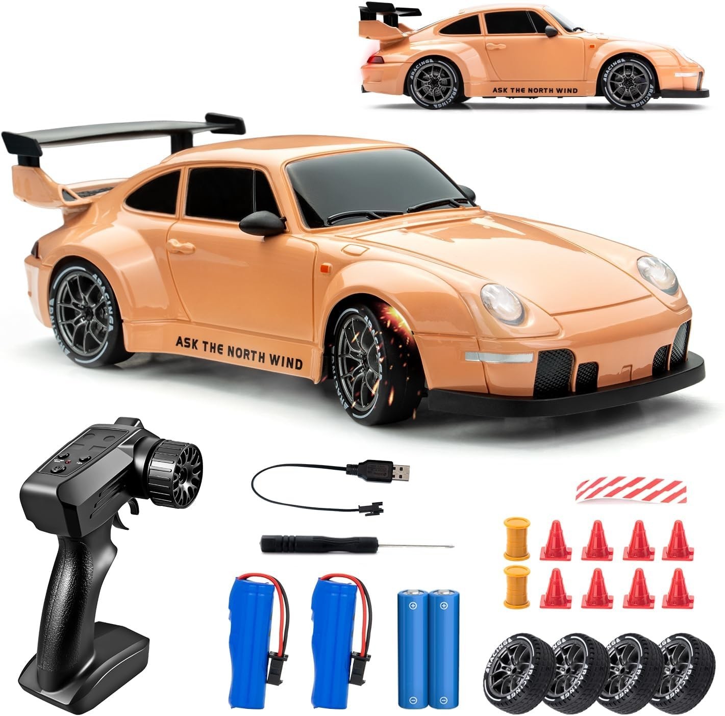 1:24 4WD RC Racing Car 2.4G 20KM/H Brushless High Speed Remote Control Drift Car