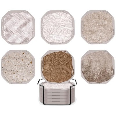 Anti-Slip Absorbent Cup Coasters for Table Decor - 4'', Brown