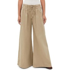 Free People Women Chinchilla Tan Julien Wide Leg Pleated Chino Pants Size XL