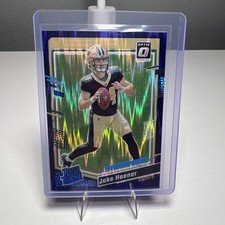 2023 Donruss Optic Jake Haener Blue Shock Rated Rookie Card #277 Saints. rookie card picture