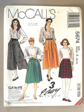 1990's McCall's Misses' Skirt,Split-Skirt Pattern 5674 Size 6-10 UNCUT