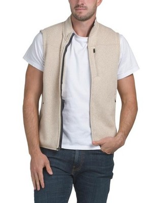 Rhone Fleece Vest Mens Small Oatmeal Heather Full Zip Zippered Pockets $118 MSRP