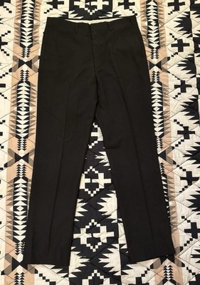 Vintage 1950s 1960s Black Rough Rider Koratron Drop Loop Slacks 33x32.5