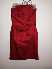 Davids Bridal Women's Strapless Red Dress Cocktail Prom Wedding Formal Size 8