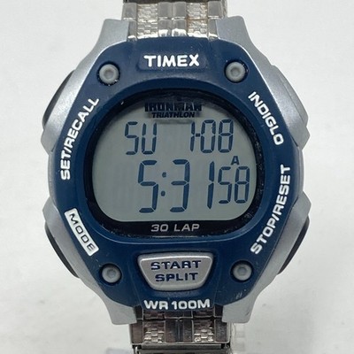 Timex Ironman Watch Men Digital Blue Day Date Indiglo 30 Lap Alarm New  Battery