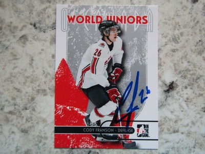 World Junior Championship Cody Franson Signed Autographed 2004 In The Game Mint