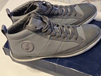 POLO RALPH LAUREN High-Top CANVAS sneaker boots w/ Box Men s 12 Gray Grey
