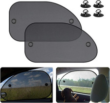 2 Pack Universal Car Window Shade, Cling 25.6"x15" 2PCS - Side , Black
