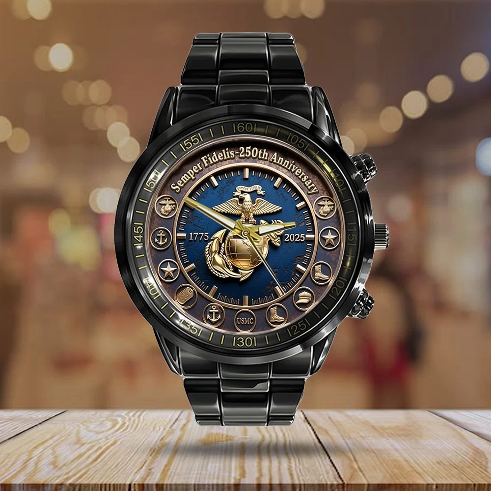 US Marine Corps 250th Anniversary Steel Band Watch