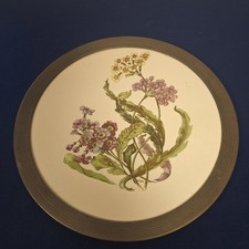 Alte Tortenplatte mit Blumenmuster und Metallrand Jugendstil um 1900