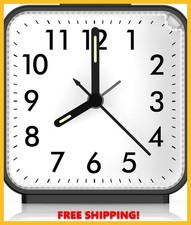 AMIR Analog Alarm Clock, Silent Non Ticking Small Clock, Travel Alarm Clock with