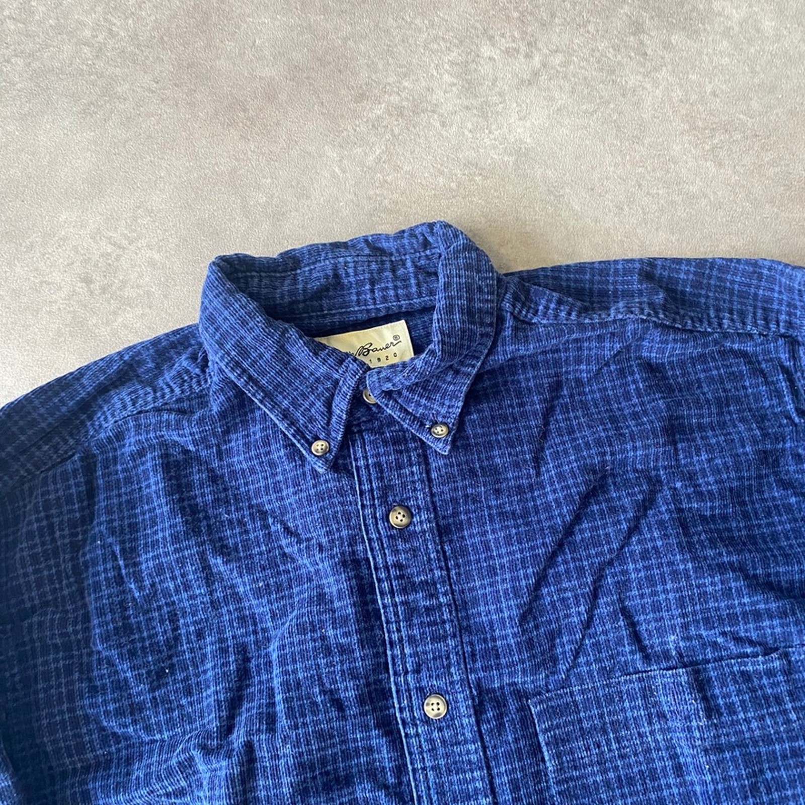 Eddie Bauer Shirt Mens Small Button Up Checkered Corduroy Top, Blue image 7