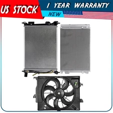 AC Condenser Radiator Cooling Fan Kit For 12-13 Hyundai Accent 2012-2013 Kia Rio