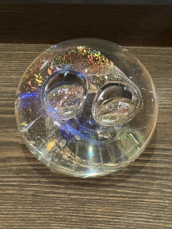 Vintage 1997 Rebecca Stewart Dichroic Bubble Glass Paperweight 3.5”