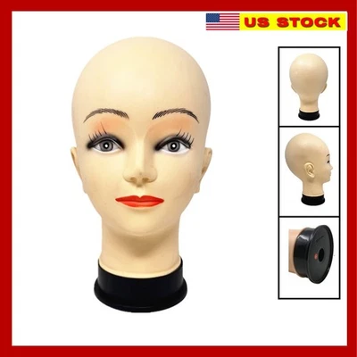 TSY TOOL Female Bald Mannequin Doll Head for Wig Making, Hats, Eyeglasses, Displaying