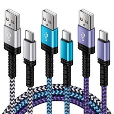 5FT Braided USB A to Type C Cable Fast Charging Power Cord 3 Pack USB C Charger