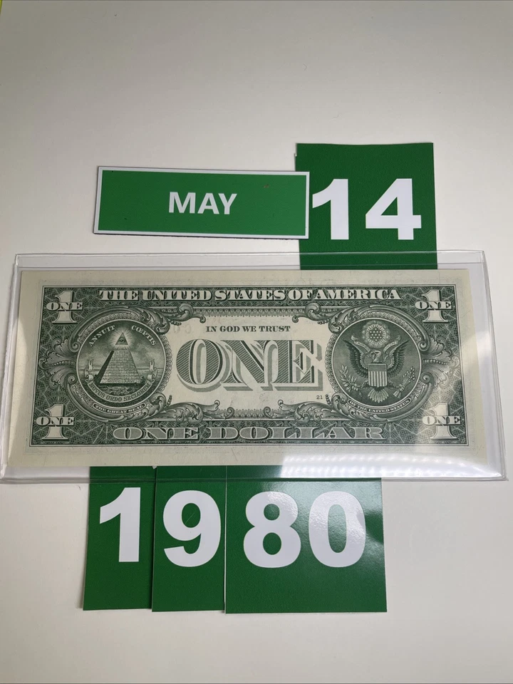 Birthday Note MAY 14 1980 UNCIRCULATED Crisp CONDITION $1 Dollar Bill Fancy 💵 - Image 4 of 4