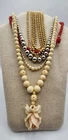 5 Necklace Vintage Costume Jewelry Lot Napier Sterling Carved Celluloid Rose