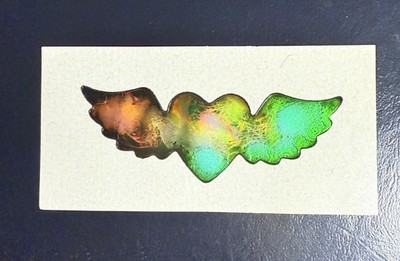 Vintage 80 s  Davis Liquid Crystal Oilies Mystiks Sticker - Heart Wings - Rare