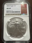 2026 American Silver Eagle MS-69 NGC Ounce 1 Oz of Fine Silver - Red Book 1 Day