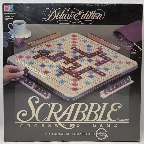 1989 Scrabble Deluxe Edition Rotating Board Milton Bradley 4034 VTG, NEW SEALED