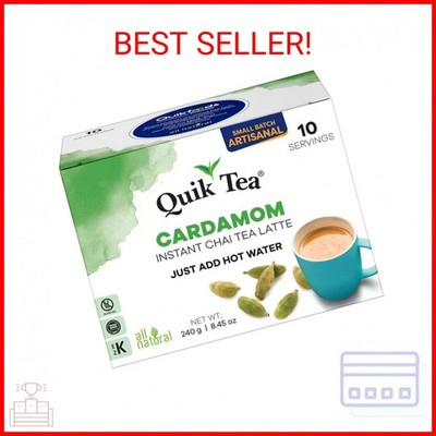 QuikTea Cardamom Instant Chai Tea Latte - 10 Count Single Box - Superfood Antiox